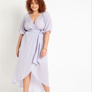 ELOQUII purple wrap dress